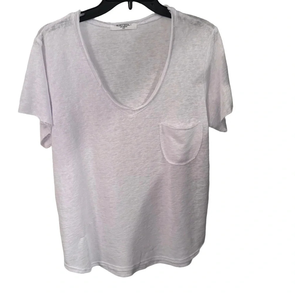 Project Social T Women’s V-Neck Pocket Tee White Size Small